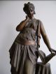 Antique White Metal Statue Of Woman - 1946 Metalware photo 3