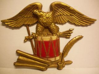 Vintage Sexton Cast Metal Eagle W/ Drum And Scroll 1968 Usa Wall Hanging photo