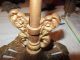 Antique Goldtone All Cast Iron Bridge W/feather Floor Lamp & Handmade Shade Lamps photo 7