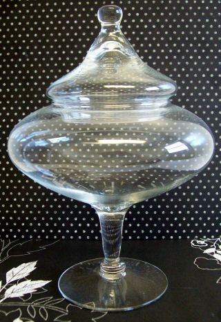 Vintage Footed Pedestal Glass Apothecary Drugstore Counter Candy Jar photo