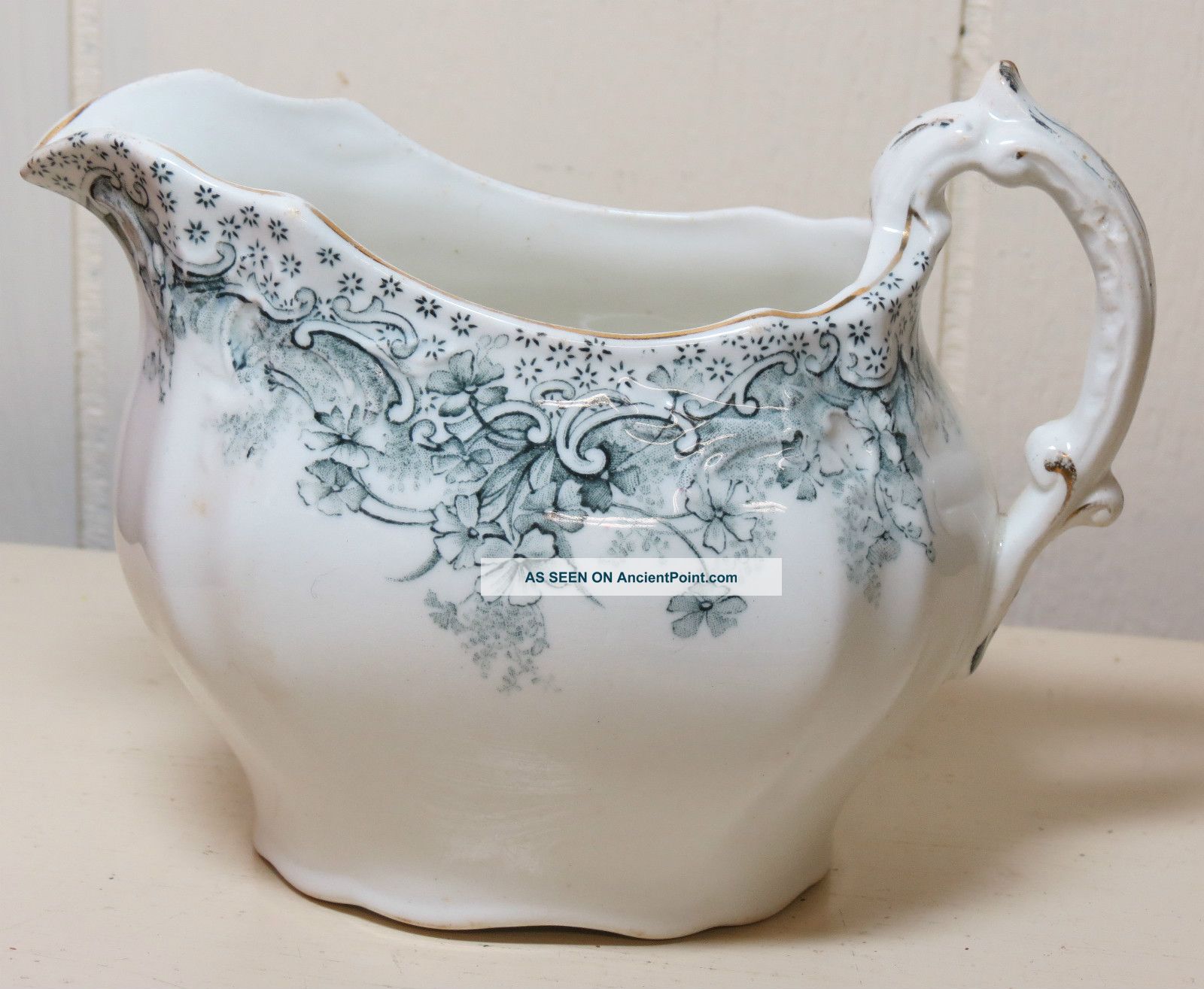 Antique Waterloo Pottery Cream Pitcher - T&r Boote Semi Porcelain Pitchers photo