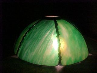 Antique Green Slag - Stained Glass Table Lamp Shade / Chandelier Shade / 14 