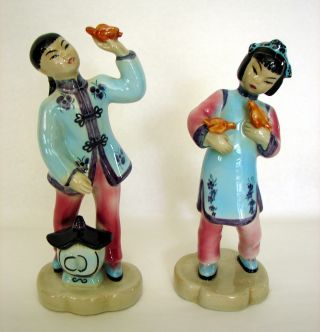 Goldsheider Porcelain Figurines Sing Lo Sing Hi Signed By Artist Helen Lisdloff photo