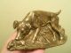 Antique Bronze Hunting Dog Hound Pointer Retriever Signed Card Pin Tray Brass Metalware photo 3