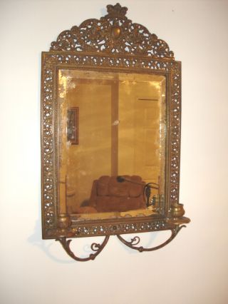 Bronze Antique Mirror With Candle Holders photo