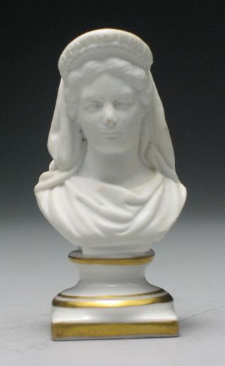 Exceptional Kpm Miniature Porcelain Veiled Bust C.  1844 - 67 photo