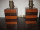 Pair Of 1960 ' S Decorative Two Wood Retro Mantle/ Bedside Lamps Lamps photo 1