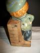 Vintage Uctci Uccti Japan Hand Painted Glaze Ceramic Pottery Boy On Brick Wall Figurines photo 4