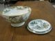 2 Pc Antique Porcelain Pedestal Bowl W/ Stand Plate Oriental Petrus Regout Honc Bowls photo 1
