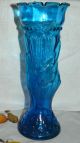 Antique Tall Blue Hand Vase Depicting Statue Of Liberty Torch 1885 - 1900 Vintage Vases photo 1