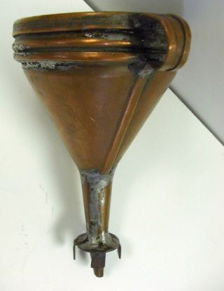 Hand Made Copper Funnel Ornate Rim Stabilizer At Bottom 6 