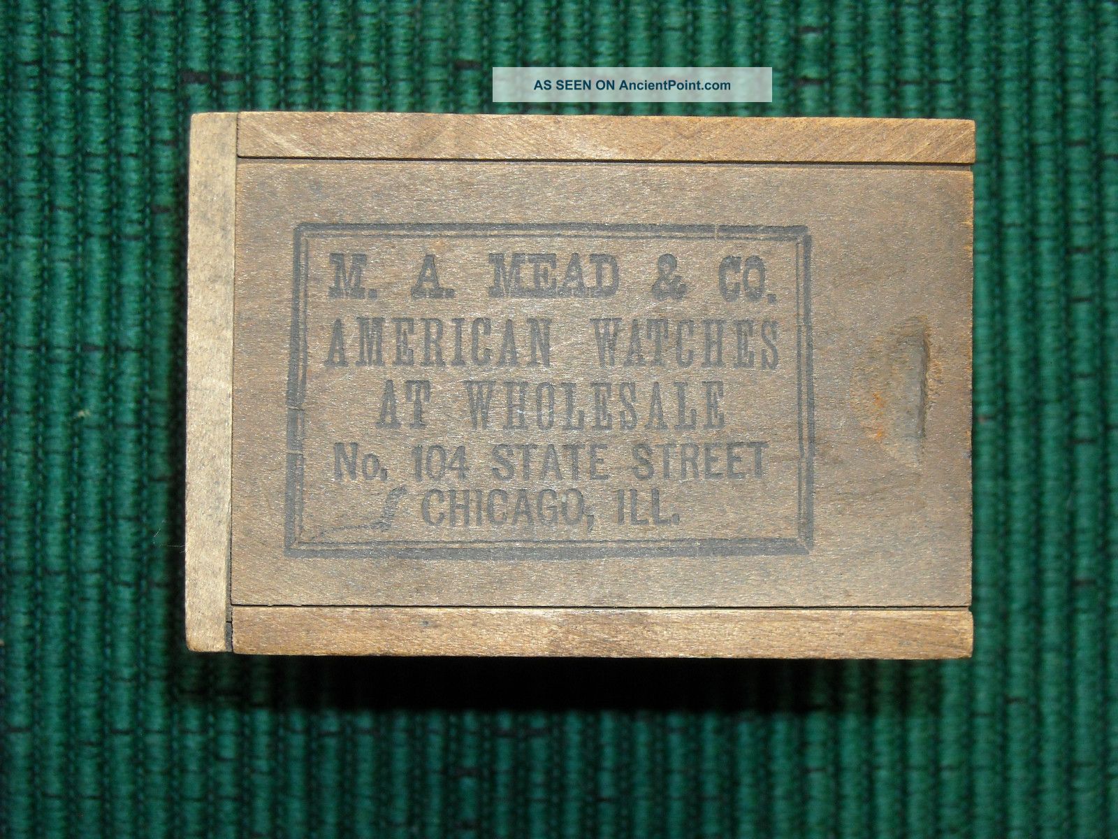 Antique Wood Watch Box M.  A.  Mead & Co.  Chicago,  Ill. Boxes photo