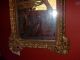 Large French Antique Wall Mirror Gilded Floral Gesso Frame + Antique Print Mirrors photo 4