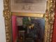 Large French Antique Wall Mirror Gilded Floral Gesso Frame + Antique Print Mirrors photo 6