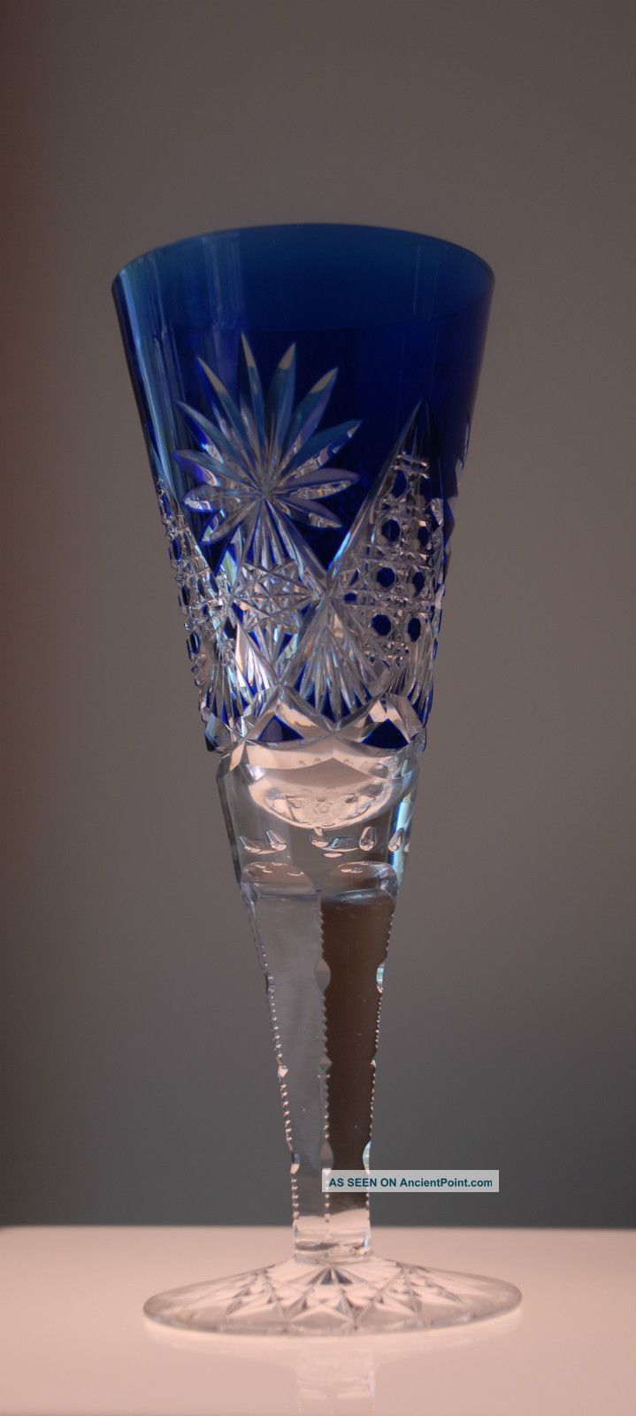 Val St Lambert Deep Cut Crystal Sapphire Blue Vase Vases photo
