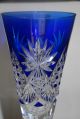 Val St Lambert Deep Cut Crystal Sapphire Blue Vase Vases photo 1