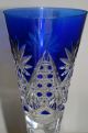 Val St Lambert Deep Cut Crystal Sapphire Blue Vase Vases photo 2