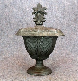 Antique Cast Iron Incense Burner Urn 1800s Statue Architectural photo