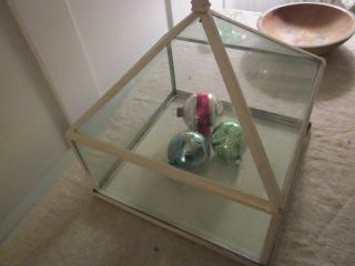 Great Look Vintage? Glass Terrarium With Metal/nice Design W Finial On Top. photo