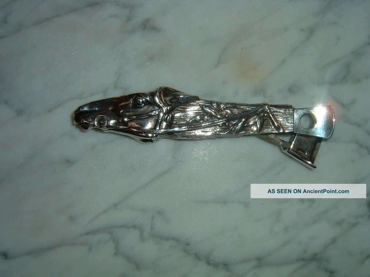 Antique Silver Plate Horse Cigar Cutter Metalware photo