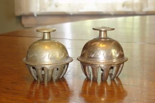 Antique Engraved Indian Elephant Claw Bells photo