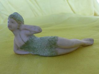 3 3 1/2 Inch Reclining Bisque Bathing Beauty. .  Green Suit Blonde. .  Germany No Rese photo
