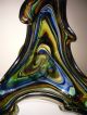 Antique Victorian Art Nouveau Deco Murano Glass Vase - Green,  Blue,  Amber Shades Vases photo 4