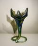 Antique Victorian Art Nouveau Deco Murano Glass Vase - Green,  Blue,  Amber Shades Vases photo 7