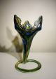 Antique Victorian Art Nouveau Deco Murano Glass Vase - Green,  Blue,  Amber Shades Vases photo 8