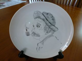 Hand Painted Mens Portrait On A Porcelain Plate photo