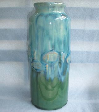 Uniquely Ceramic Aqua Green Iridescent Flower Vase 11 