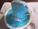 Aynsley Turquoise Gold Corset Shaped Tea Cup And Saucer 1405 Cups & Saucers photo 2