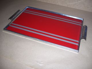 Antique Art Deco Reverse Painted Glass Tray photo