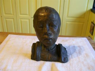Antique Bronze Figural Head Sculpture Signed De Swart Fond Lagana Napoli Nr photo
