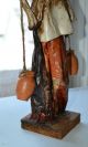 2 Folk Art Peasant Figures,  Banana Leaves,  Dried Fruit,  Lacquered Paper Carved Figures photo 3