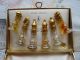 Rare 1940 ' S Antique Mary Chess Glass Scent Bottle Set W/ Gilt Chess Stops + Case Perfume Bottles photo 7