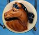 Vintage Pair Chalk Ware Ceramic Pottery Horse Head Figurine Wall Plaques Figurines photo 2