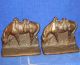 Vintage Ca 1930 Copper Finished Cast Metal Iron Riderless Horse Bookends Metalware photo 1
