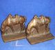 Vintage Ca 1930 Copper Finished Cast Metal Iron Riderless Horse Bookends Metalware photo 2