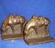 Vintage Ca 1930 Copper Finished Cast Metal Iron Riderless Horse Bookends Metalware photo 5