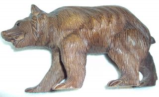 Antique Fantastic Carved Wood Black Forest Bear photo