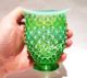 Antique 1920 ' S Uranium Vaseline Green Glass Miniature Vase Relief Balls Vases photo 3