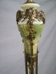 Antique French Torchiere Floor Lamp Marble Onyx Brass Bronze Cast Grapes & Vines Lamps photo 4