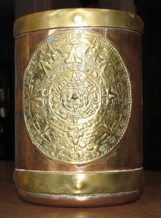 Vintage,  Arts And Crafts Brass And Copper Spanish/aztec Cup Mug photo