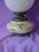 Vintage White Embossed Shade &hand Painted Base Gone With The Wind Lamp 2 Lites Lamps photo 3