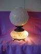 Vintage White Embossed Shade &hand Painted Base Gone With The Wind Lamp 2 Lites Lamps photo 6