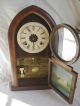 Antique Rosewood Waterbury Shelf Clock With Reversed On Glass Painting Clocks photo 3