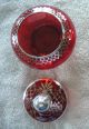 Antique Ornate Dresser Dish Ruby Red Glass/silver Deposit - Late 19th Centurysale Jars photo 4