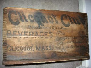 Antique Vintage Clicquot Club Wood Crate Box Soda Beverages Mass Sarsapapilla photo