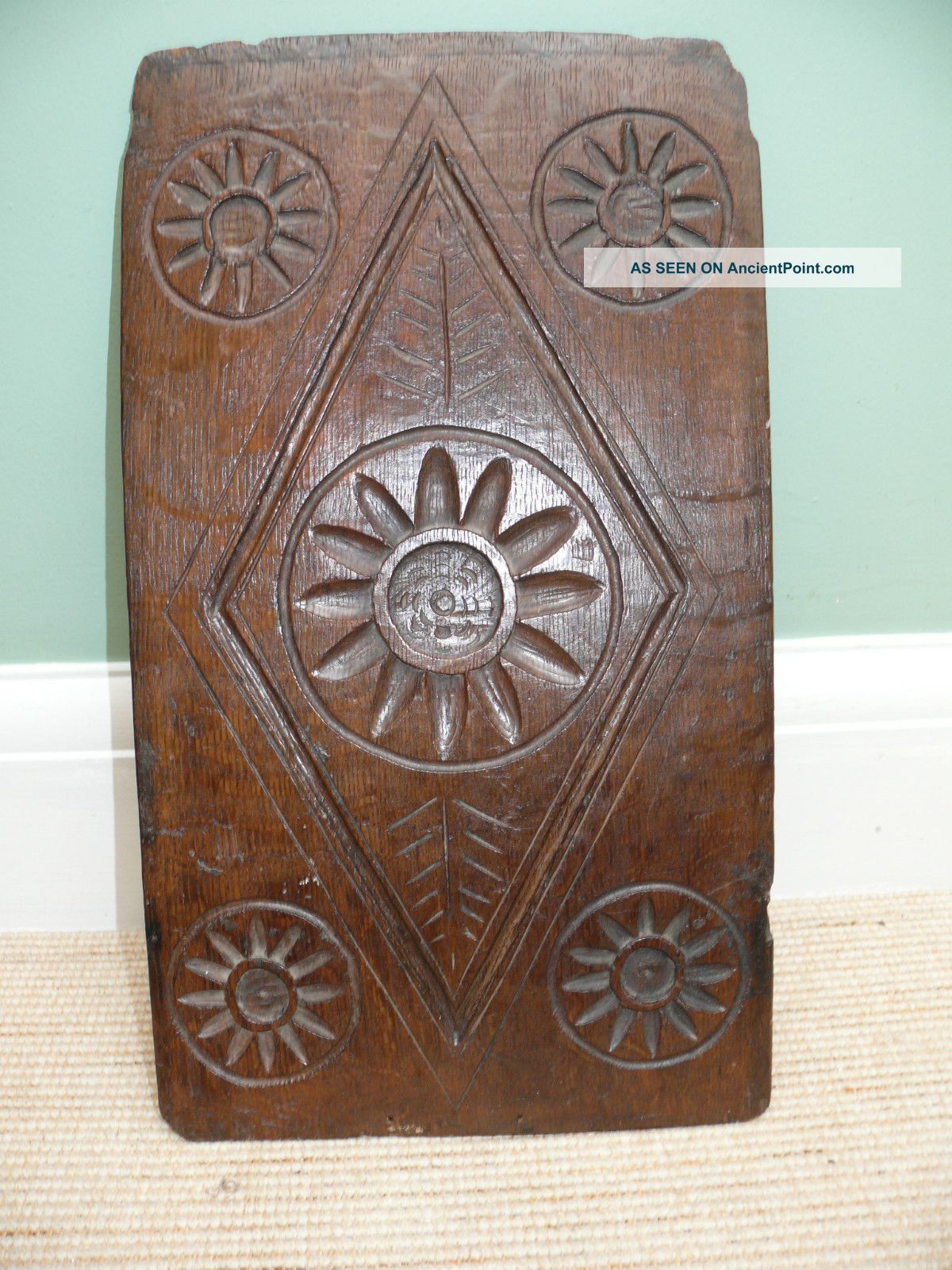 17thc Oak Panel With Decorative Relief Carving Other photo